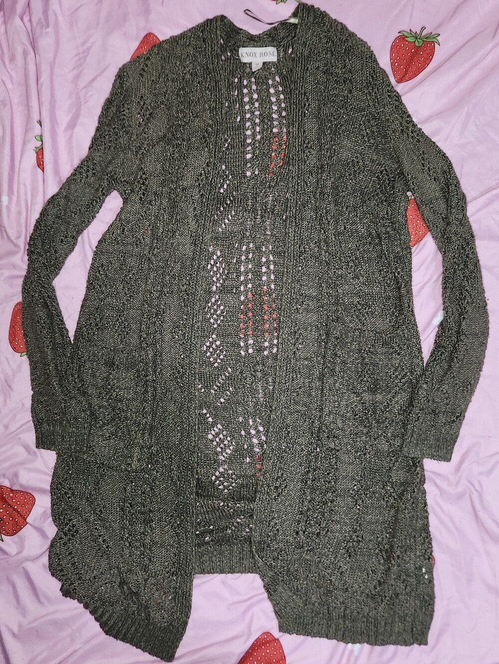Knox Rose green long knit cardigan with pockets women's size medium